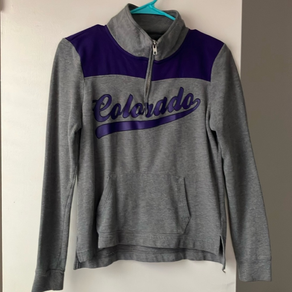 Pink cropped quarter zip Colorado Rockies. Size XS